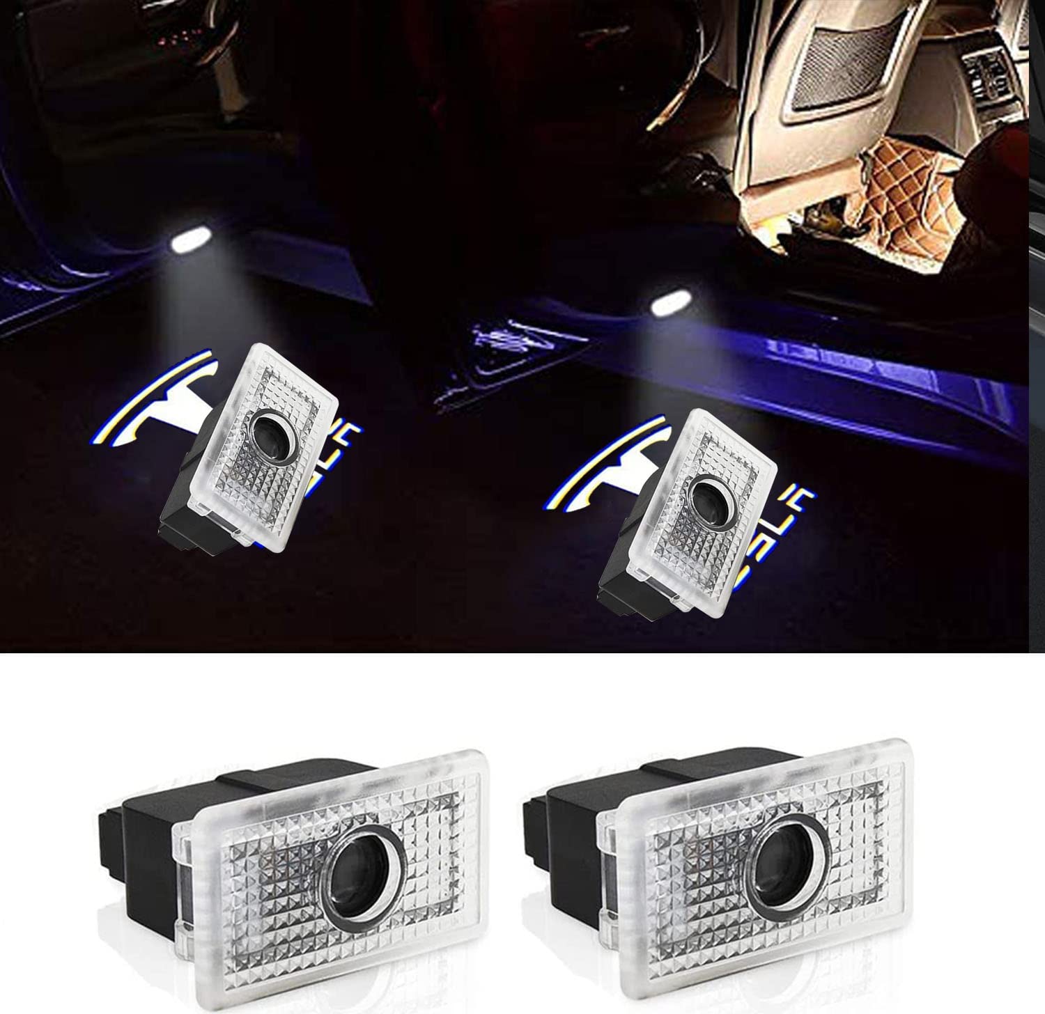 LukyTimo Car Door Welcome Light Auto LED Einstiegsleuchten Logo Projektor Licht, Begrüßungslichter Kompatibel für Model 3/ Model Y/Model S/Model X/Autotür Unterbodenbeleuchtung 2 PCS von LukyTimo