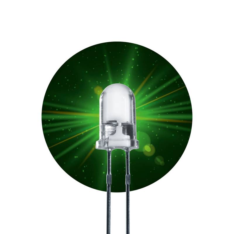 Lumetheus LED 5mm Farbe grün 10000 mcd 100 Stück grüne Leuchtdioden ca. 3V Diode 2 Pin LEDs Gehäuse klar von Lumetheus