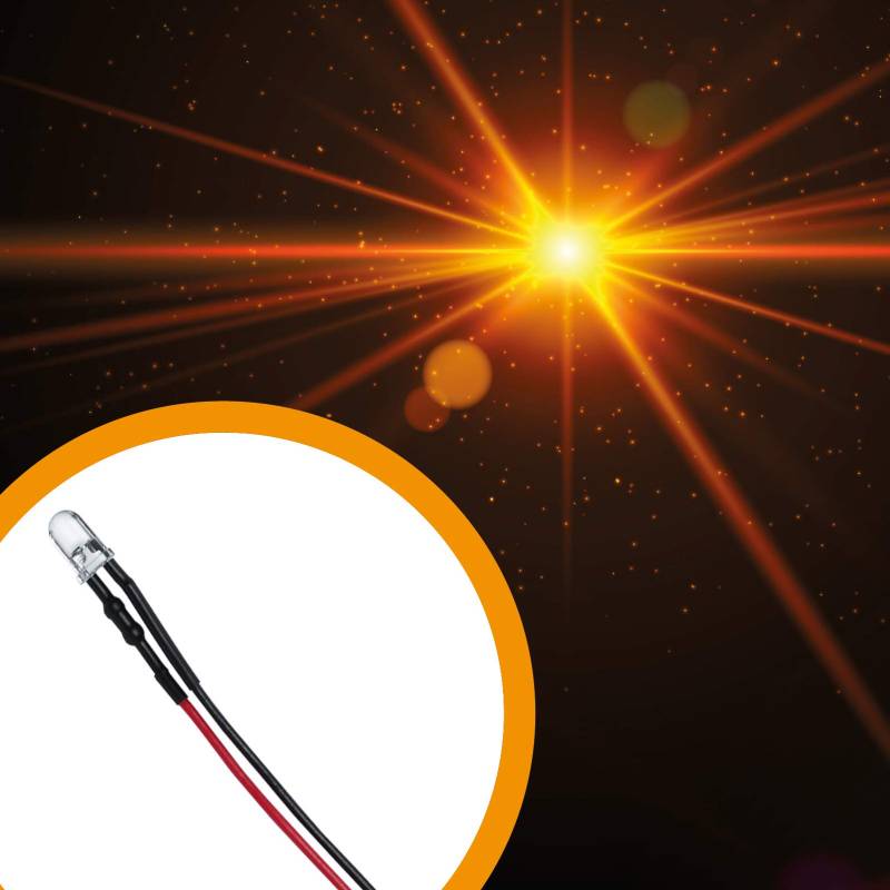 Lumetheus LED verkabelt 12 Volt 5mm Farbe orange verkabelte LEDs mit Kabel verlötet 12V Widerstand orangene Leuchtdioden von Lumetheus