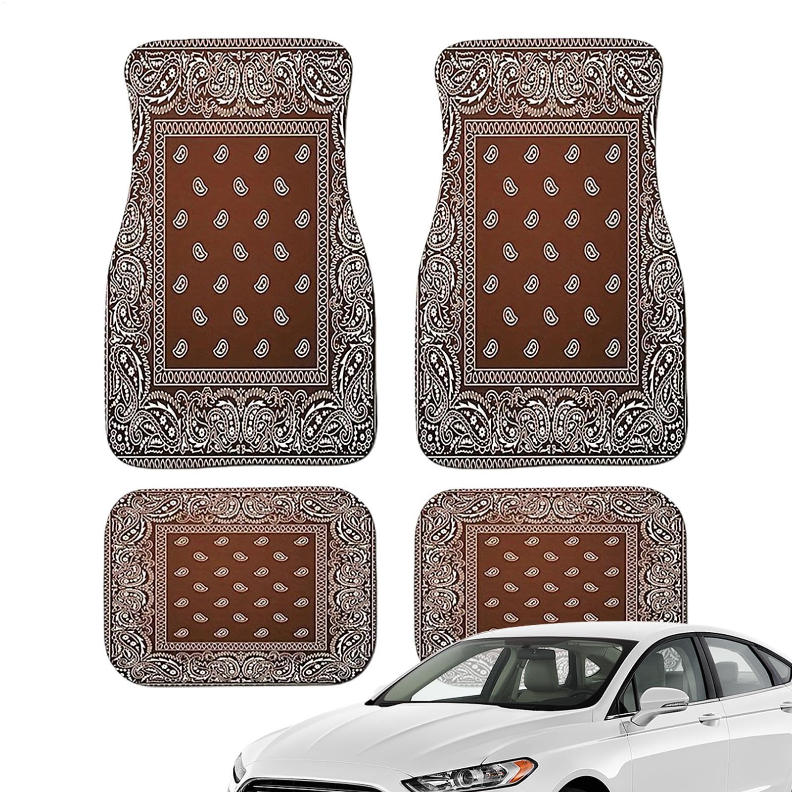 Autobodenmatten Boho - Auto-Floor-Teppichset von 4, Nicht ruhig | Bohemian Car Matten, Nonrutsche schwere Teppiche, Boho-Autozubehör, Retro für Auto-SUV-LKW, Boho Car Teppich - 4PCS Boho von Lunaobrik