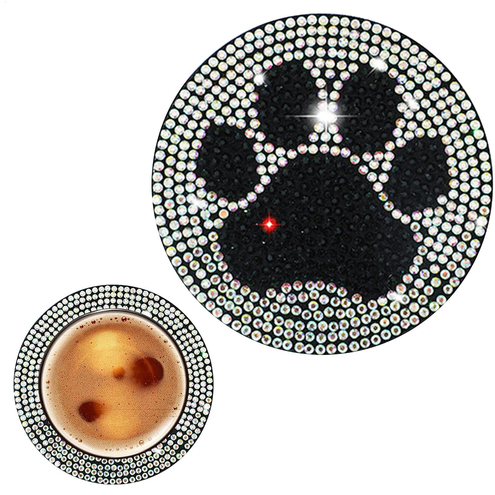 Lunaobrik Bling Cup Halterauto, Strassauto Untersetzer - PVC Car Coasters Haltereinsatz Tassenmatten - Schwarzes Bling -Auto -Innenzubehör, Cupeholder -Kissen für Zuhause, Büros, Küche von Lunaobrik