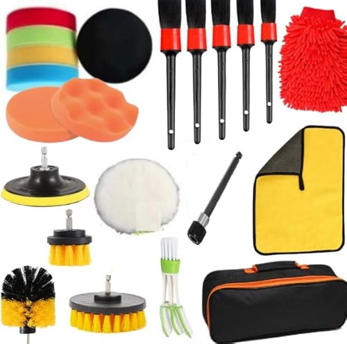 22 Pcs Auto Reinigungsset Innenraum - Autopflege Set Innenraum Pflegebürsten Auto Waschen Set Autowaschset Auto Putz Set Autoreinigungsset für Auto Innenraum und Außen Lüftungsschlitz Motor von LunarGleam