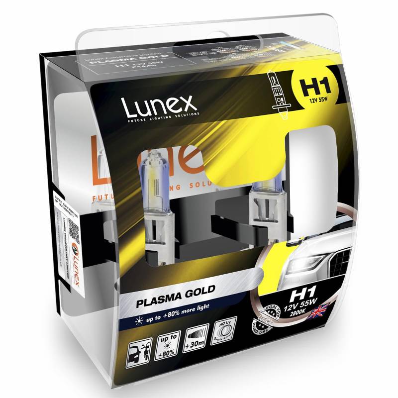 Lunex H1 PLASMA GOLD 448 Scheinwerfer Halogenbirnen Lampen Gelb 12V 55W P14,5s 2800K duobox (2 Stücke) von Lunex