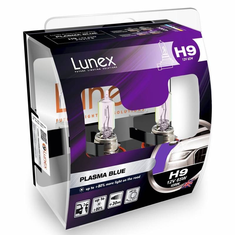 LUNEX H9 PLASMA BLUE 709 Scheinwerfer Halogenbirnen Lampen Blau 12V 65W PGJ19-5 4200K duobox (2 Stücke) von Lunex