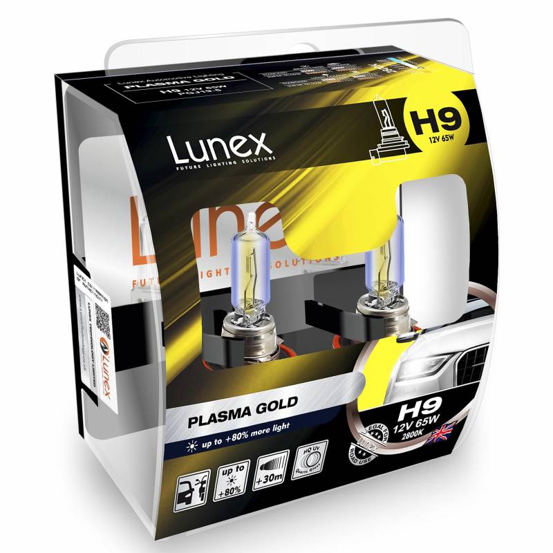 Lunex H9 PLASMA GOLD 709 Scheinwerfer Halogenbirnen Lampen Gelb 12V 65W PGJ19-5 2800K duobox (2 Stücke) von Lunex