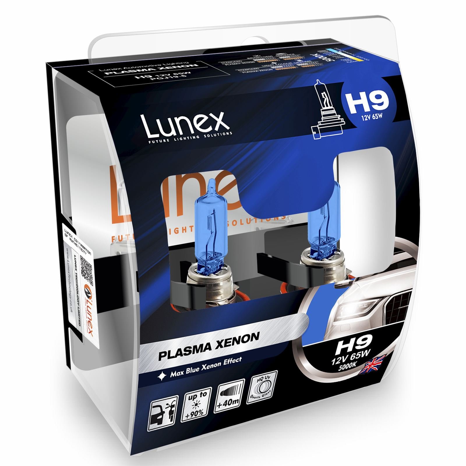 LUNEX H9 PLASMA XENON, Scheinwerfer Halogenbirnen Xenon-Effekt 12V 65W PGJ19-5, 5000K duobox (2 Stücke) von Lunex