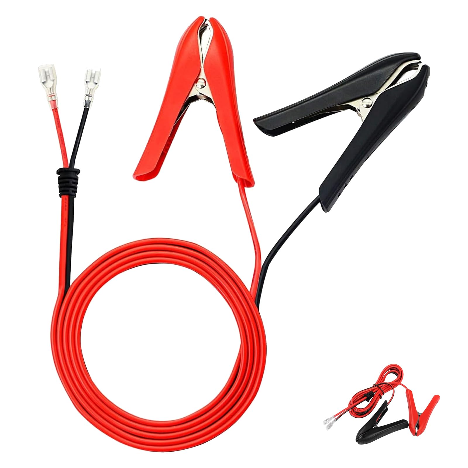 Lunpog Krokodilklemmen mit Kabel 1.8m, 18AWG 12V 24V Batterieklemme Clip-On mit Quick Splice Crimp Lock Terminal Verlängerungskabel, Haushaltswerkzeuge von Lunpog