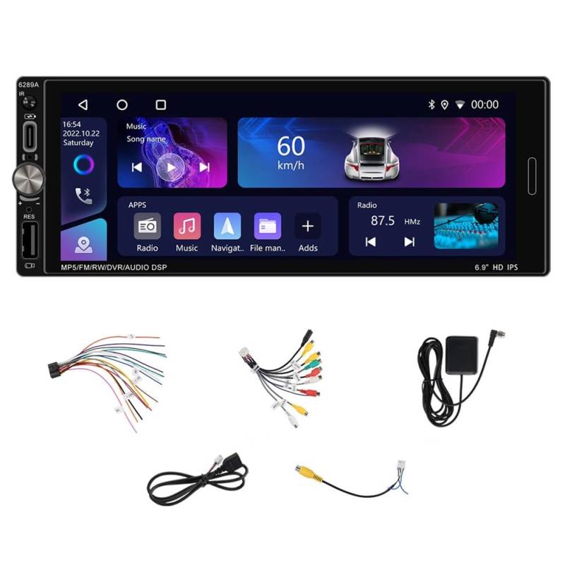 Luobannm 1Din 6,9 Autoradio 2+32G Multimedia-Player GPS-Navigation WiFi Carplay Android Auto FM/RDS Mirror Link Auto-Audio von Luobannm