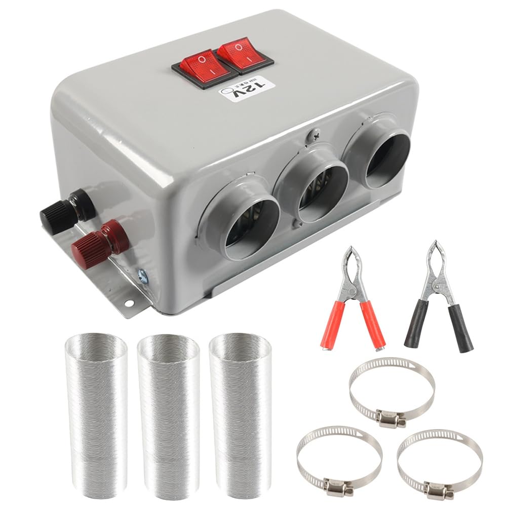 Luobannm 600 W Universal-Elektroheizungs-Kit Fürs Auto, 3 Löcher, 12 V Gleichstrom, Heizlüfter, Scheibenheizung, Entfroster, Demister von Luobannm