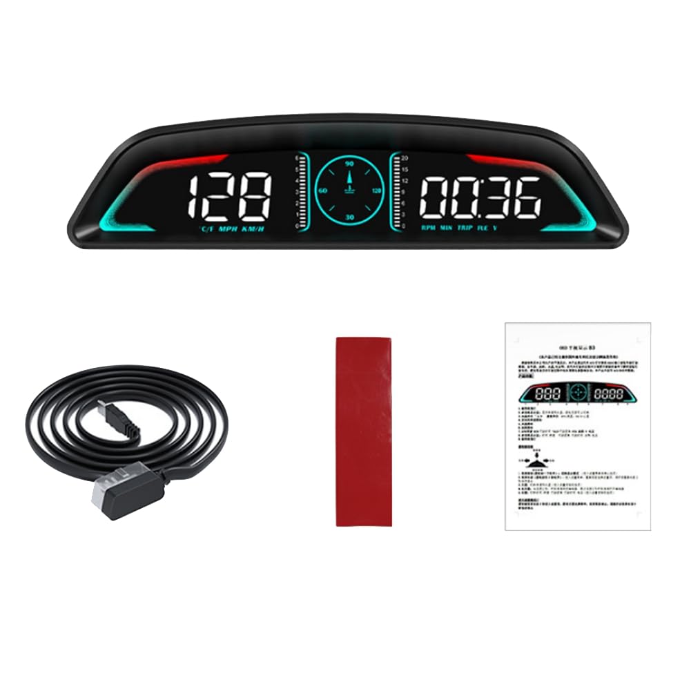 Luobannm Auto HUD OBD2 GPS Smart -Up Display mit Hoher Auflösung für das Auto, Digitales Tachometer, Drehzahlmesser, Spannungsanzeige und Sicherheitsalarmanzeige. von Luobannm