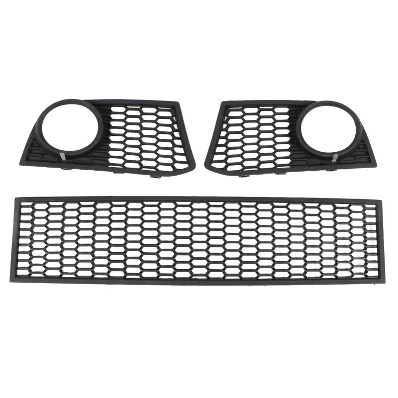 3-teiliges Set für Vordere Stoßstange, Mittlerer Unterer Kühlergrill und Nebelscheinwerferblende, 51117903894, 51117906197, 51117906198, für 5er-Serie F10 2011–2013 (mit von Luocute