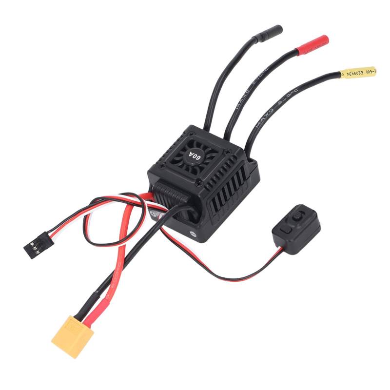 60A RC Brushless ESC, Wasserdichter Elektronischer Geschwindigkeitsregler für 1/10 RC Car Truck Off Road, Maximale Beschleunigungsanpassung, Geeignet für RC-Rennwettbewerbe bei von Luocute