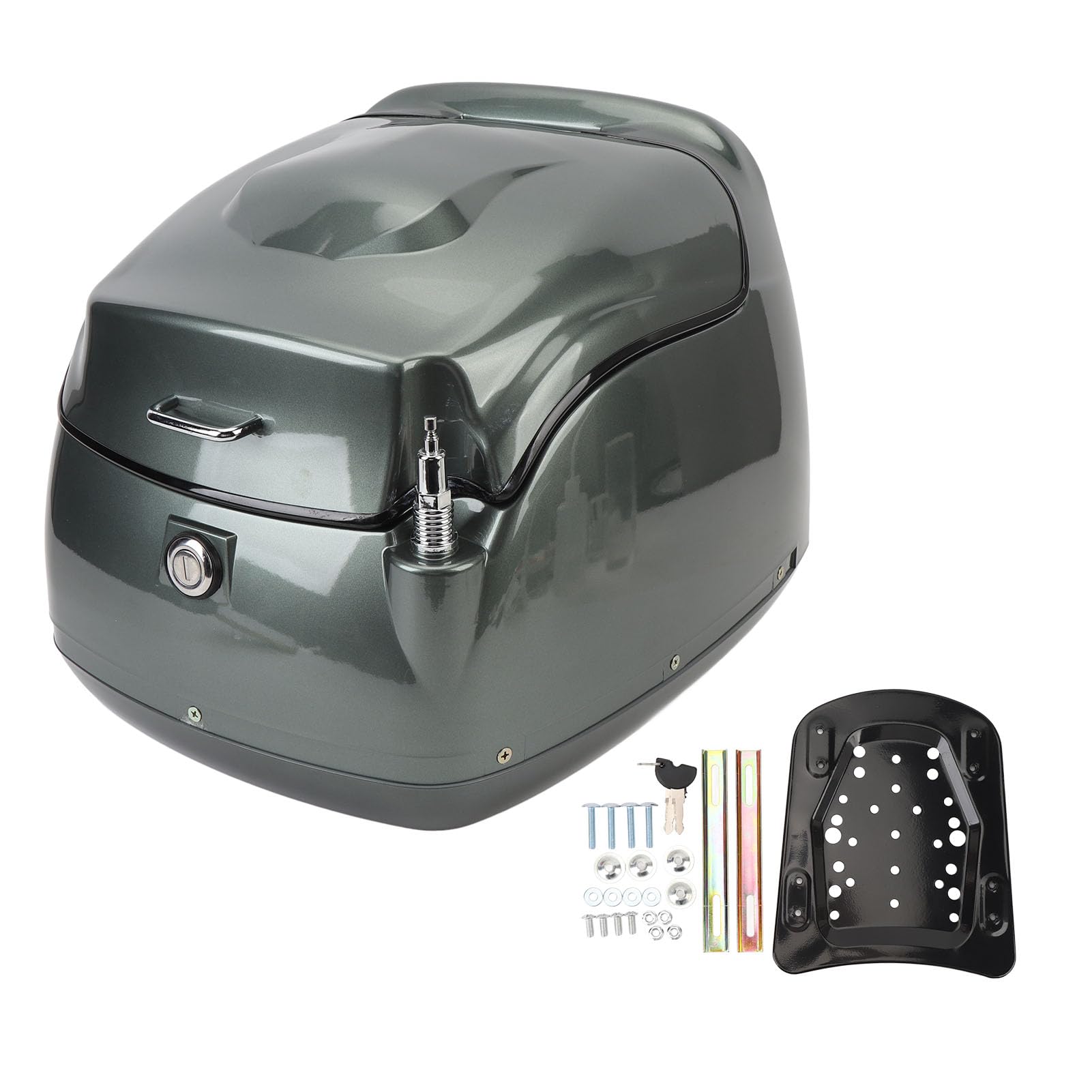 Luocute Motorrad-Topcase, 38 L Wasserdichter Retro-Motorrad-Kofferraum, Universelle Motorrad-Heckbox mit Schlüsselschloss, Rostfreie Helm-Gepäckbox für Motorräder, Roller (Ti-Farbe) von Luocute