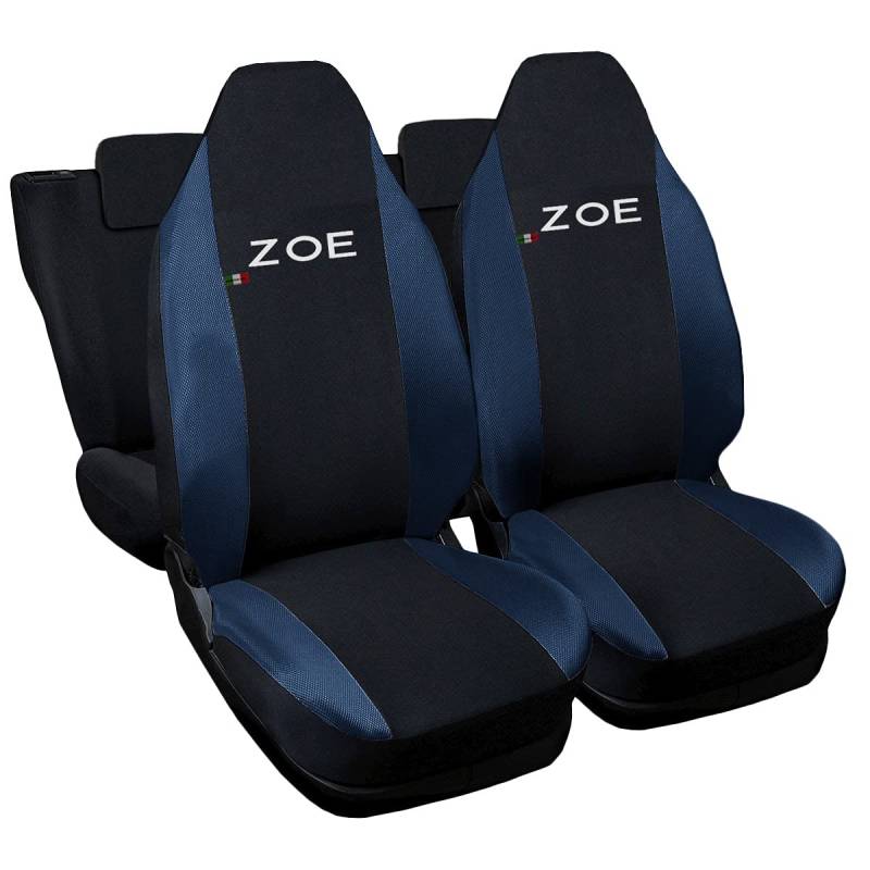 Lupex Shop Autositzbezüge kompatibel mit ZOE, Made in Italy, Polyestergewebe, komplettes Set für Vorder- und Rücksitze (Schwarz - Dunkelblau) von Lupex Shop