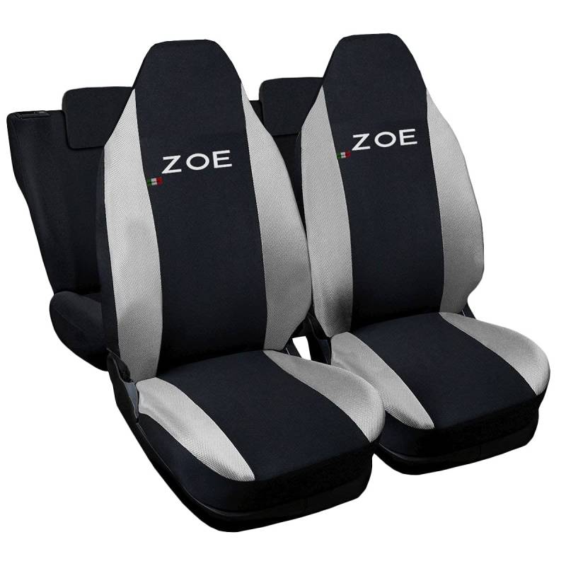 Lupex Shop Autositzbezüge kompatibel mit ZOE, Made in Italy, Polyestergewebe, komplettes Set für Vorder- und Rücksitze (Schwarz - Hellgrau) von Lupex Shop