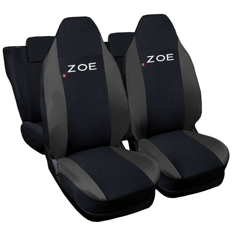 Lupex Shop Autositzbezüge kompatibel mit ZOE, Made in Italy, Polyestergewebe, komplettes Set für Vorder- und Rücksitze (Schwarz – Dunkelgrau) von Lupex Shop