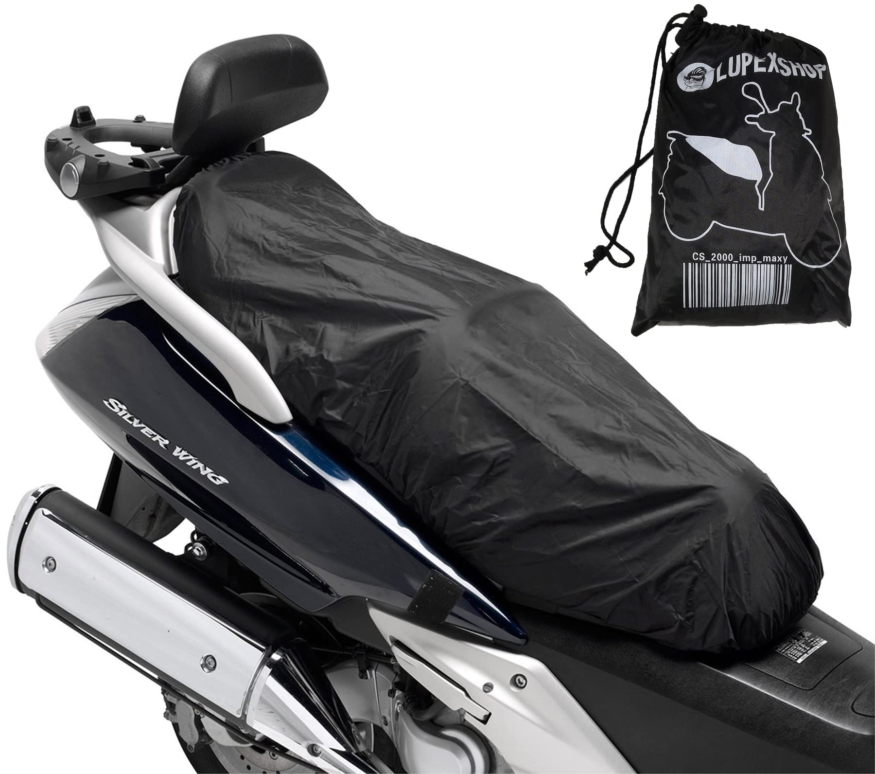 Lupex Shop Universal-Sattelbezug mit Tasche Größe Maxi (115 x 50 cm) | Anpassbarer Sattelbezug für Motorrad Motorrad | Auch erhältlich M - L - XL | Motorradzubehör von Lupex Shop