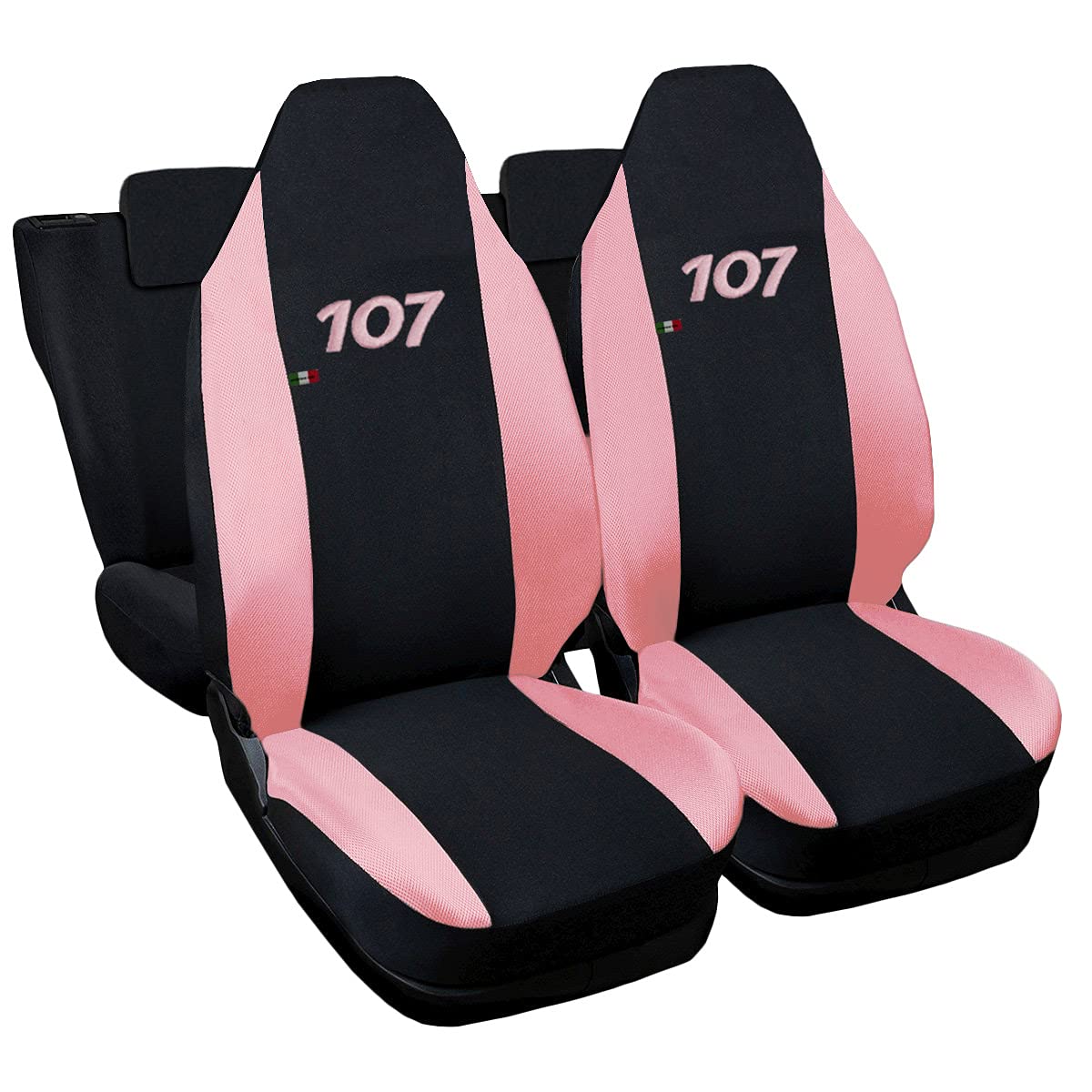 Peugeot 107 zweifarbige Sitzüberzüge (schwarz - rosa) Weibliche Linie von Lupex Shop