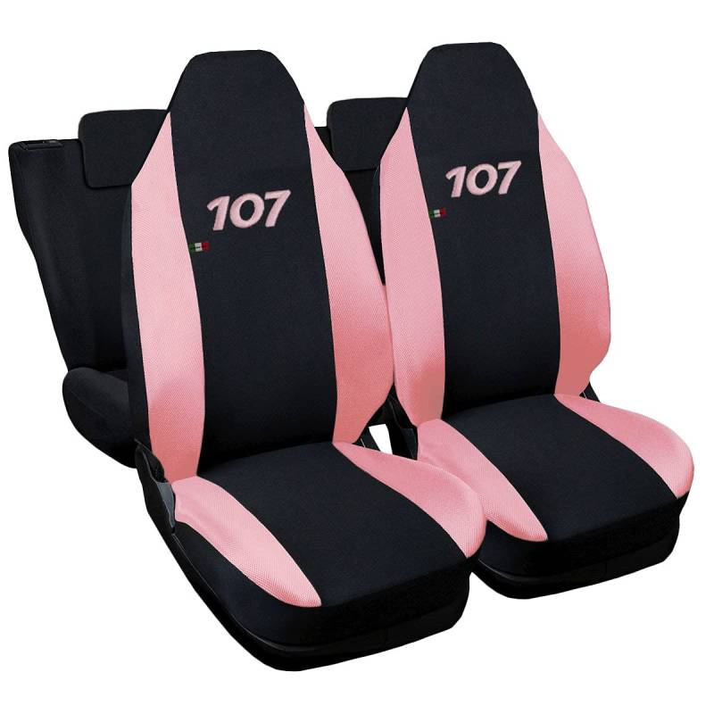 Peugeot 107 zweifarbige Sitzüberzüge (schwarz - rosa) Weibliche Linie von Lupex Shop