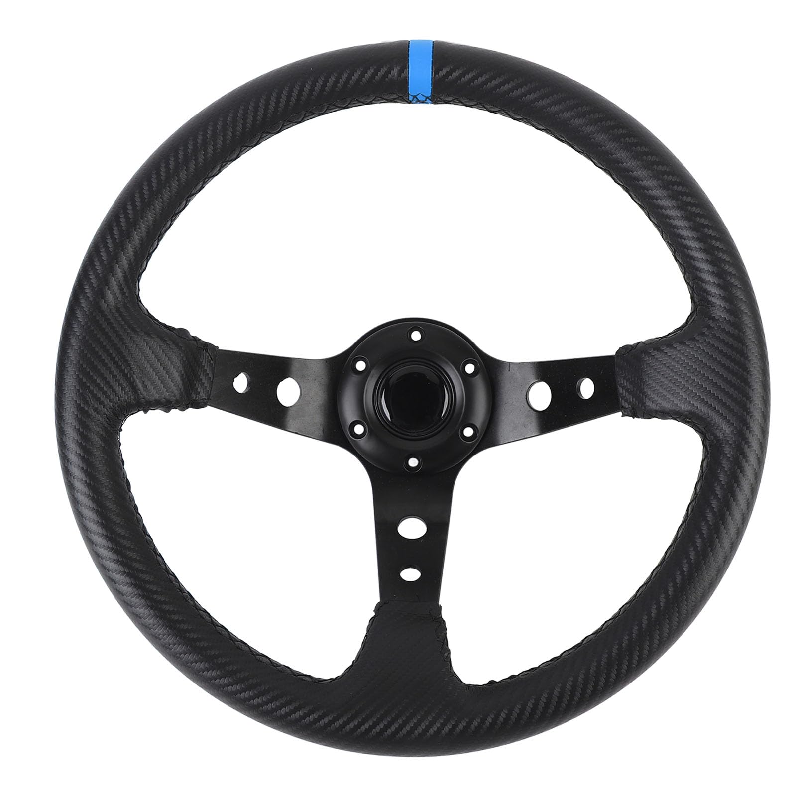 14 -Zoll 3 Spoke Auto Rennlenkrad mit Hornknopf und 6 Bolzen Grip, Universal Racing Lenkrad, PVC und Aluminium Sportstil Automobil -Drift -Lenkrad für Auto (BLUE) von Luqeeg