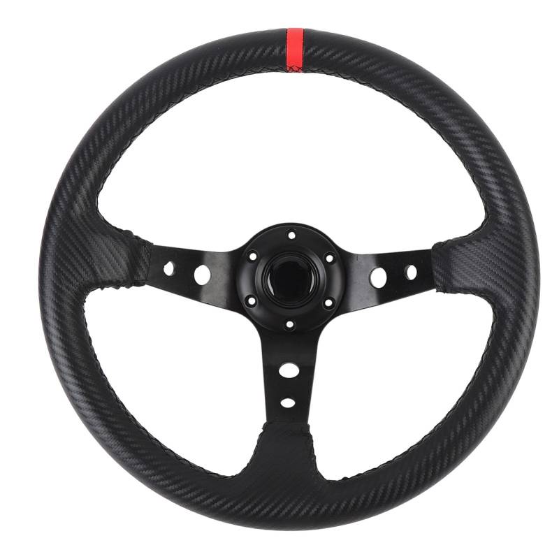 14 -Zoll 3 Spoke Auto Rennlenkrad mit Hornknopf und 6 Bolzen Grip, Universal Racing Lenkrad, PVC und Aluminium Sportstil Automobil -Drift -Lenkrad für Auto (Rot) von Luqeeg