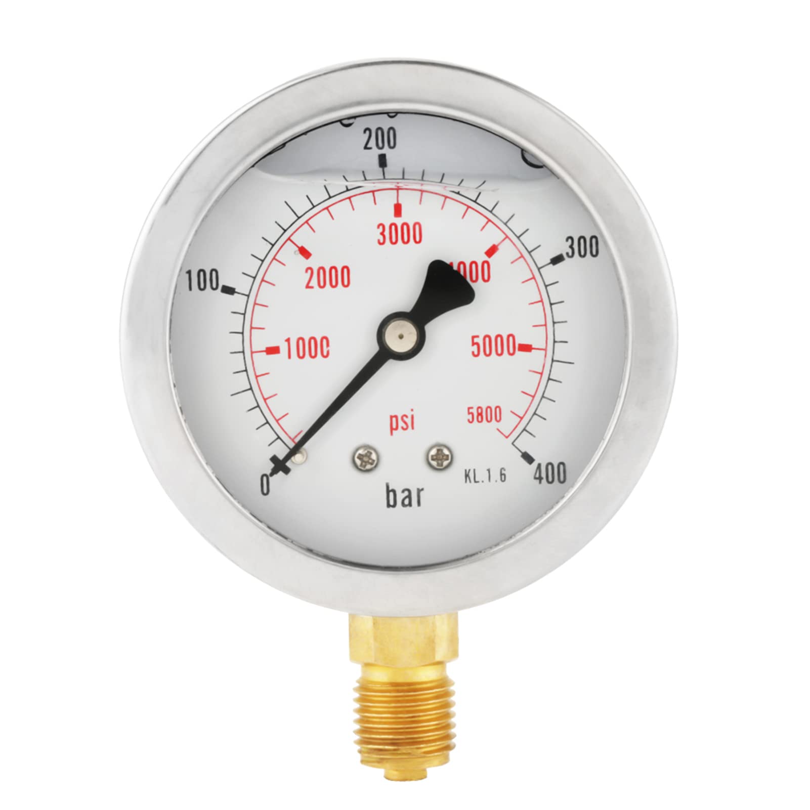 Luqeeg Manometer, Öldruckmesser, 0-400 BAR Gasdruckprüfmesser 63 mm für Kompressorhydraulik von Luqeeg