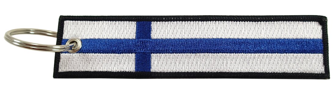 Finnland Flagge Schlüsselanhänger, 100% bestickt von Luso