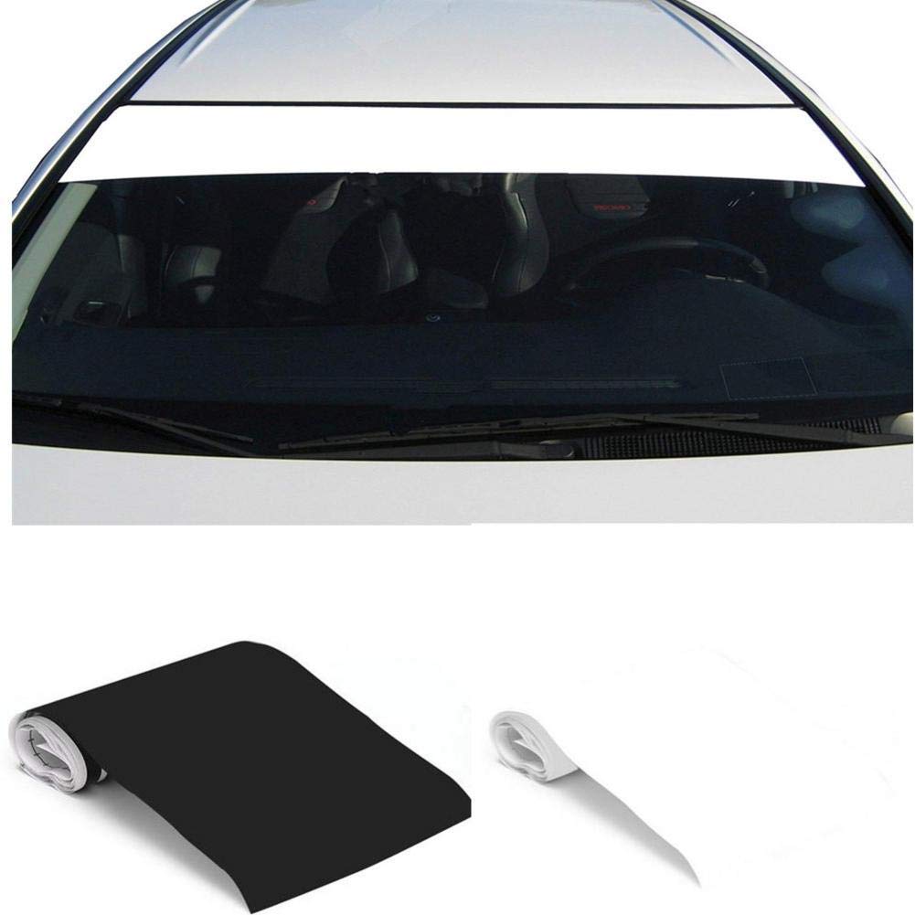 Klebstoff Windschutzscheibe Banner Sonnenschirm Streifen Aufkleber-Selbsthaftende Fensterfolie-für Auto-Vinyl Auto Sonnenschirm Fenster Aufkleber-15x60cm (Weiß) von LuukUP