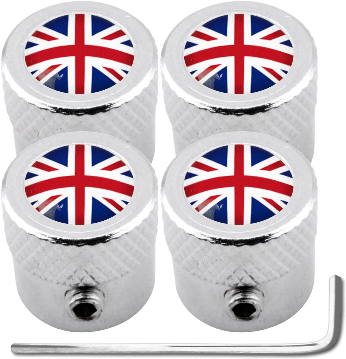 Ventilkappen, Diebstahlschutz, England, England, Union Jack, British England, geriffelt, 4 Stück von Luxyline