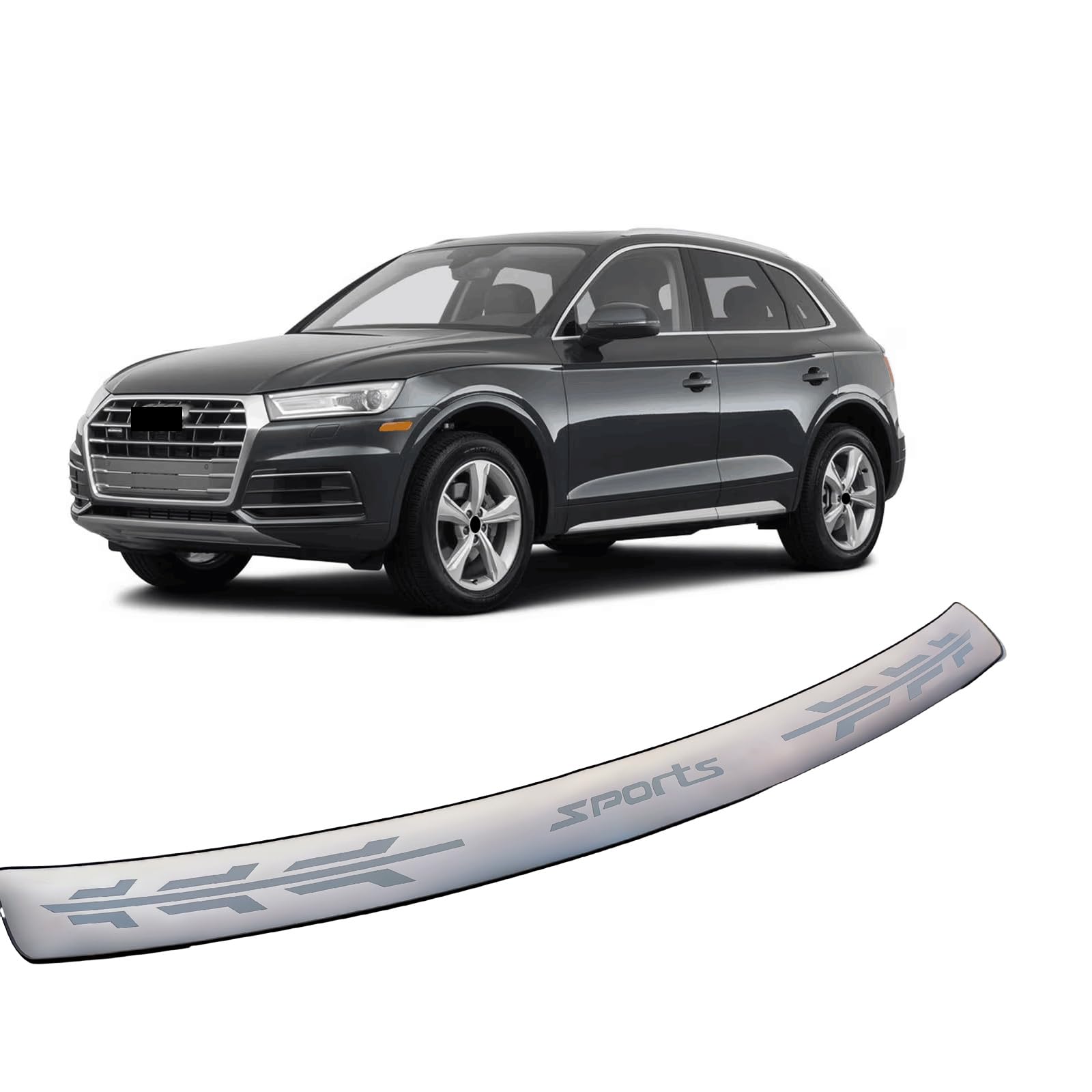 Luyhok Auto Edelstahl Heckstoßstangenschutz, für Audi Q5 2009-2020 Zubehör, Autoteile Heckklappe hinten Kofferraum Einstiegsleisten Abdeckung Scuff Plate Strip Guard Protection von Luyhok