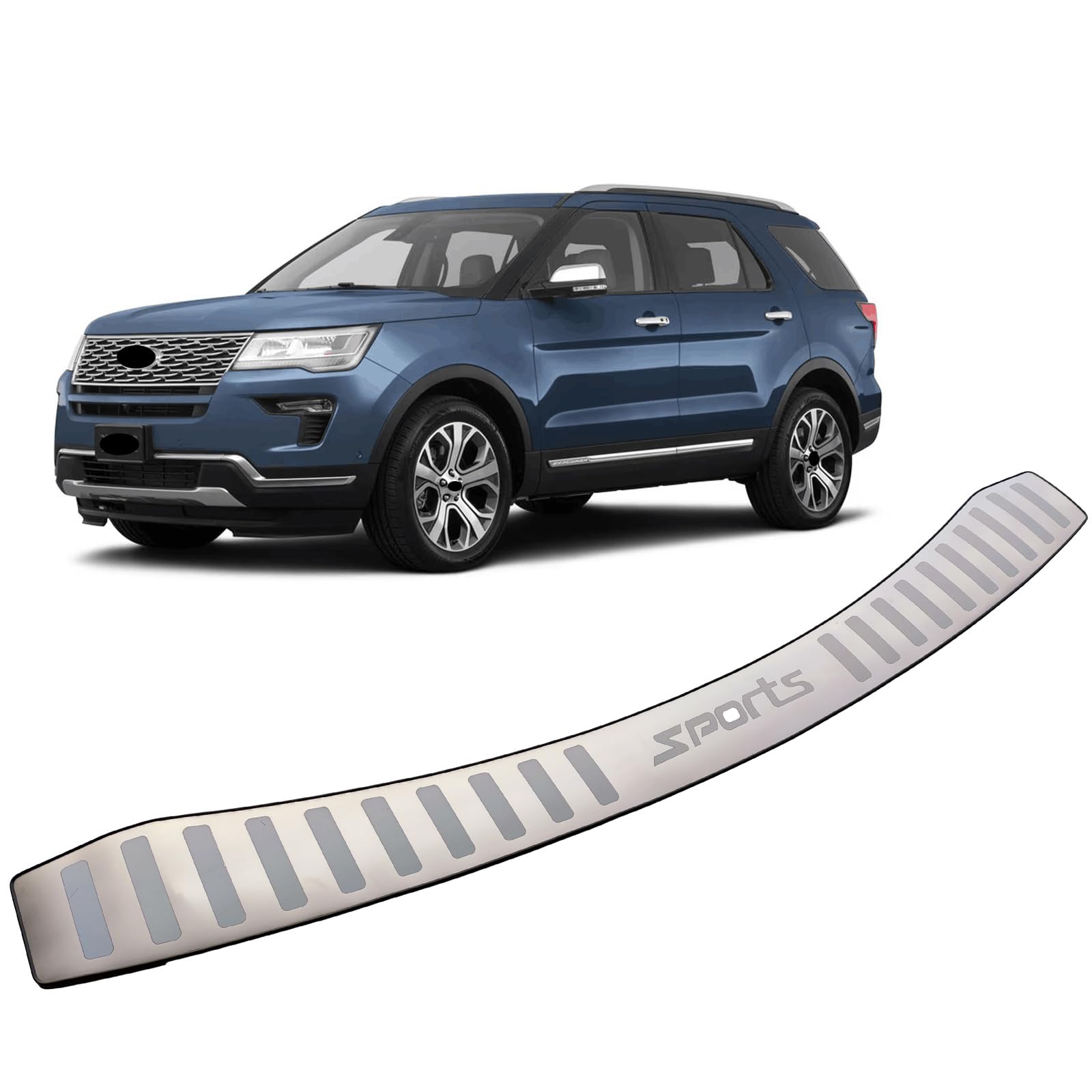 Luyhok Auto Edelstahl Heckstoßstangenschutz, für Ford Explorer 2013-2018 Zubehör, Autoteile Heckklappe hinten Kofferraum Einstiegsleisten Abdeckung Scuff Plate Strip Guard Protection von Luyhok