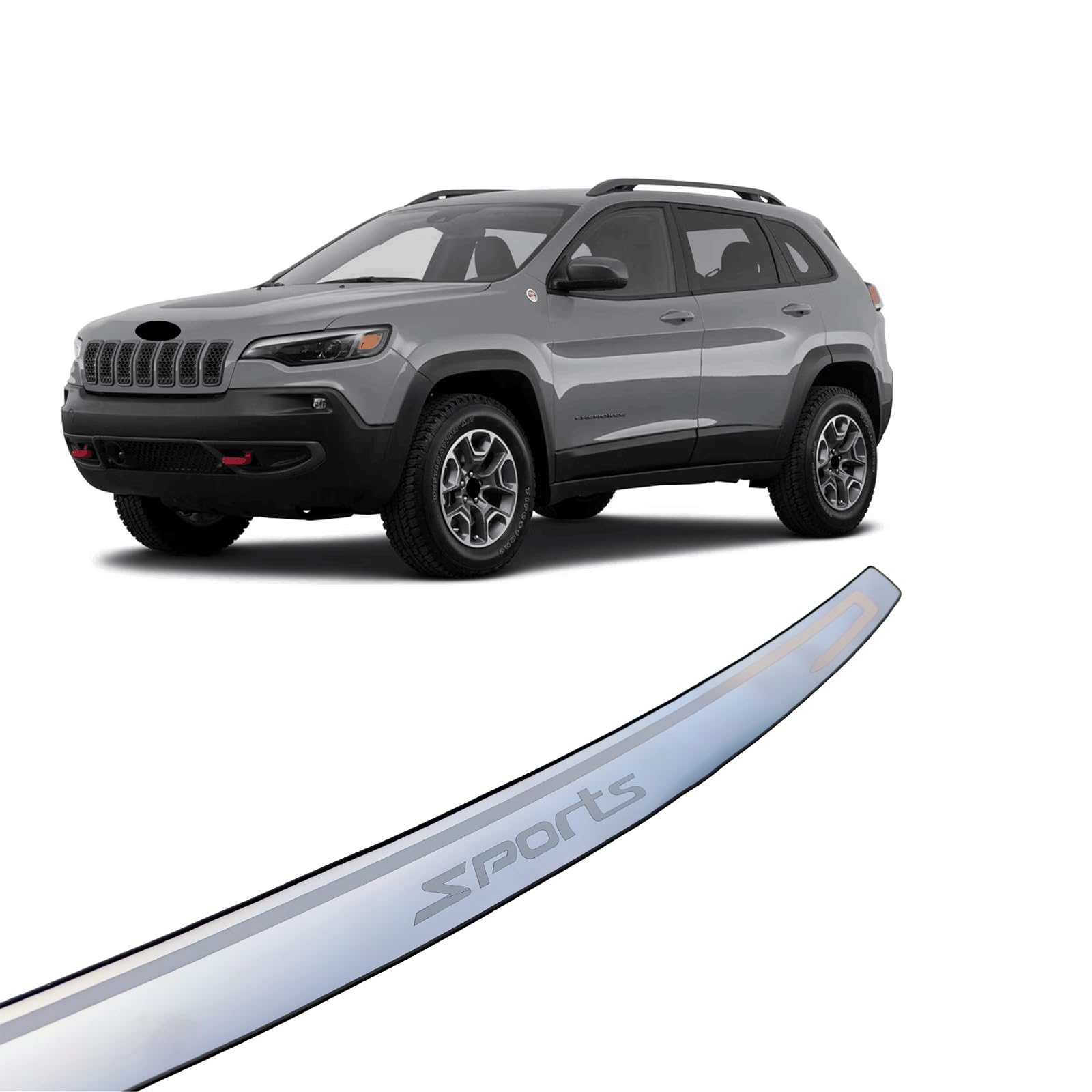 Luyhok Auto Edelstahl Heckstoßstangenschutz, für Jeep Cherokee 2019-2023 Zubehör, Autoteile Heckklappe hinten Kofferraum Einstiegsleisten Abdeckung Scuff Plate Strip Guard Protection von Luyhok