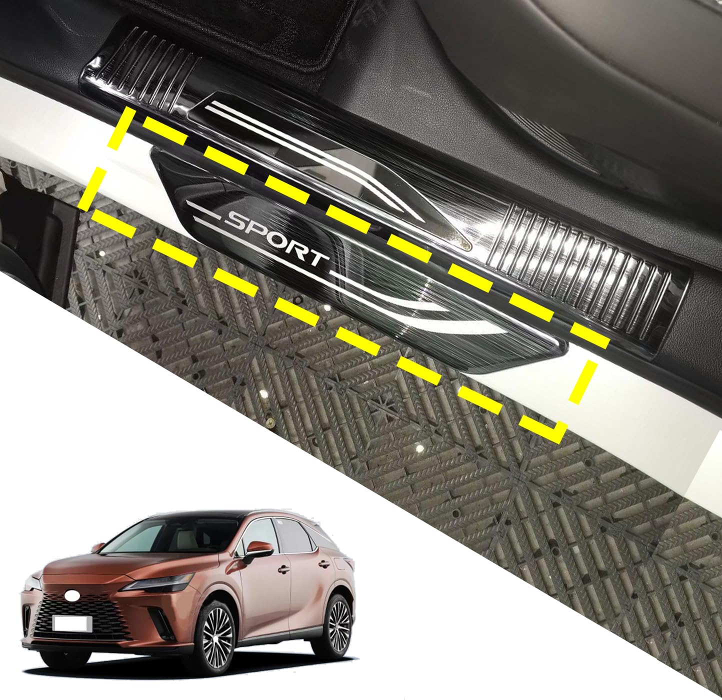 Luyhok Auto Einstiegsleisten Scuff Plate Guard Protector für Lexus RX 2023 2024 Edelstahl Verkleidung Zubehör (außen) von Luyhok