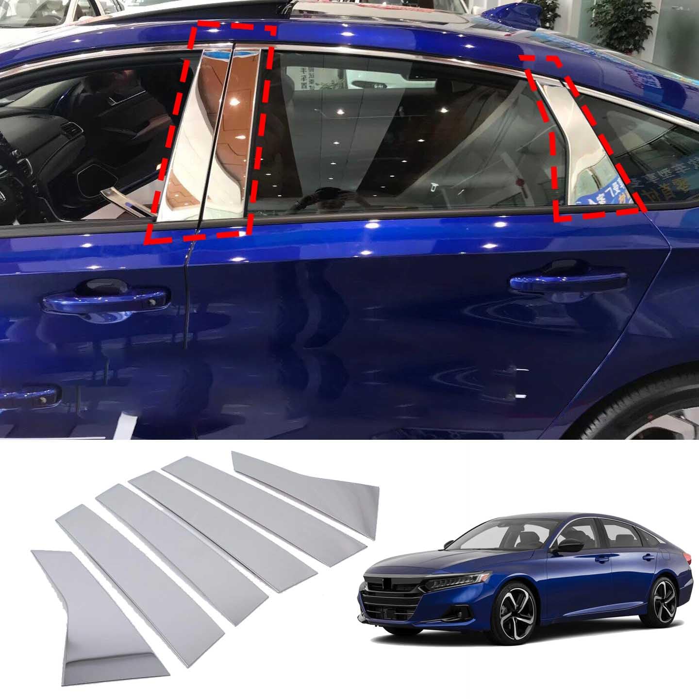 Luyhok Autotür-/Fenster-Säulenpfostenschutz-Aufkleber, für Honda Accord 2018–2022, Zubehör, mittlere Fenster-Säule Abdeckung von Luyhok