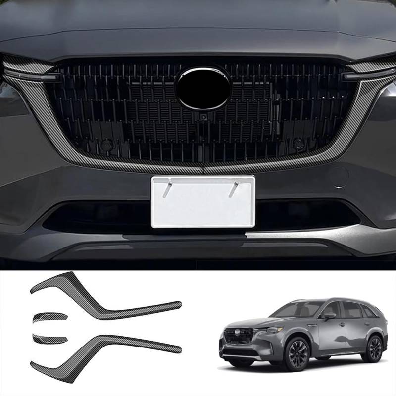 Luyhok Frontgrill Kantenverkleidung für Mazda CX-60 CX60 2022 2023 2024, Schutz Dekoration Fahrzeugzubehör Teile vorne Stoßstange Guards (Carbon) von Luyhok