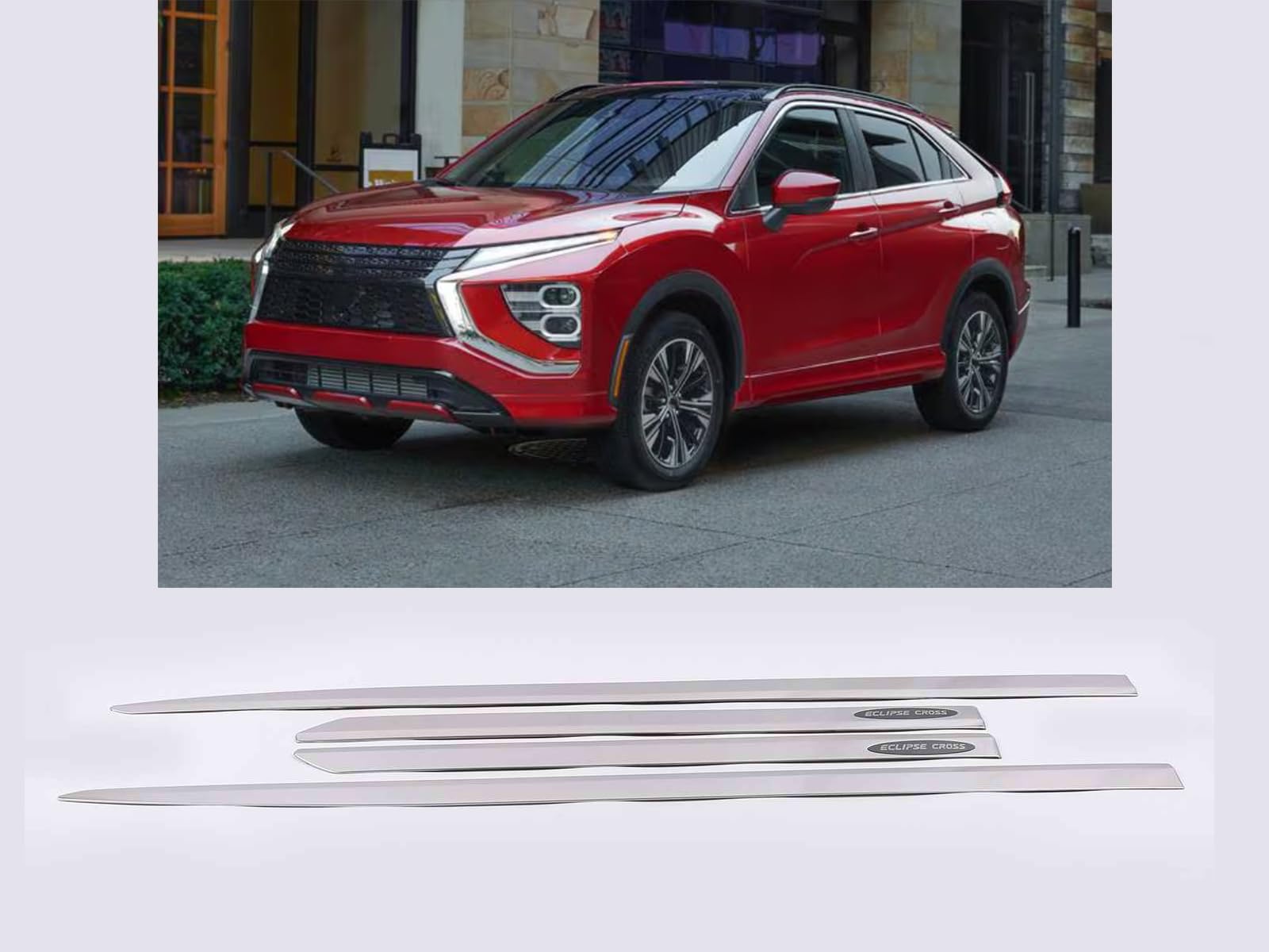 Luyhok Karosserie-Edelstahl-Seitentür-Zierleiste für Mitsubishi Eclipse Cross 2018–2024, Zubehör, Autoteile, Chrom, 4-teiliges Set (blau) von Luyhok