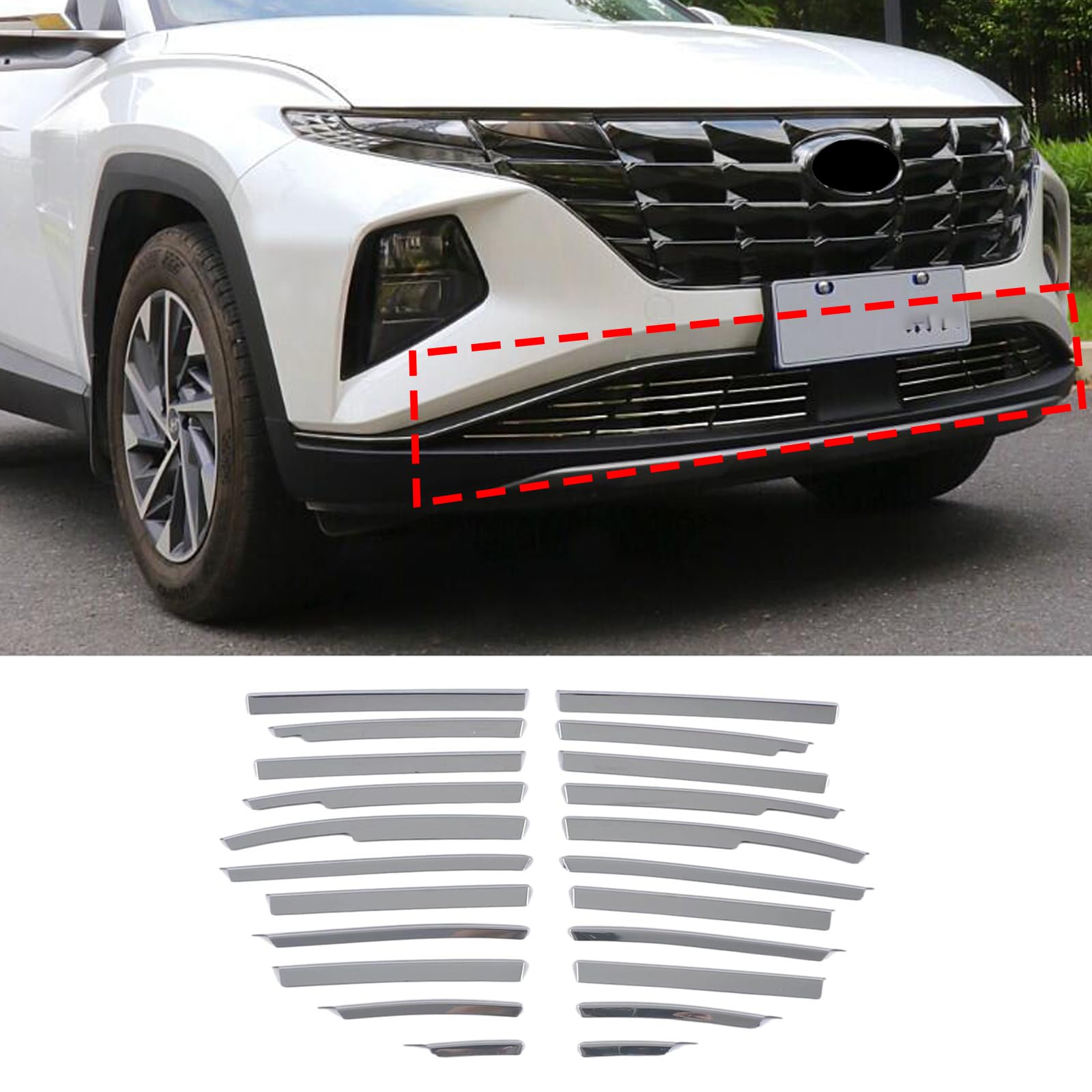 Luyhok Kühlergrill-Kantenverkleidung für Hyundai Tucson 2022 2023 2024, Schutzdekoration, Fahrzeugzubehör, Teile, Frontstoßstangenschutz (nicht anwendbar N-Line) von Luyhok