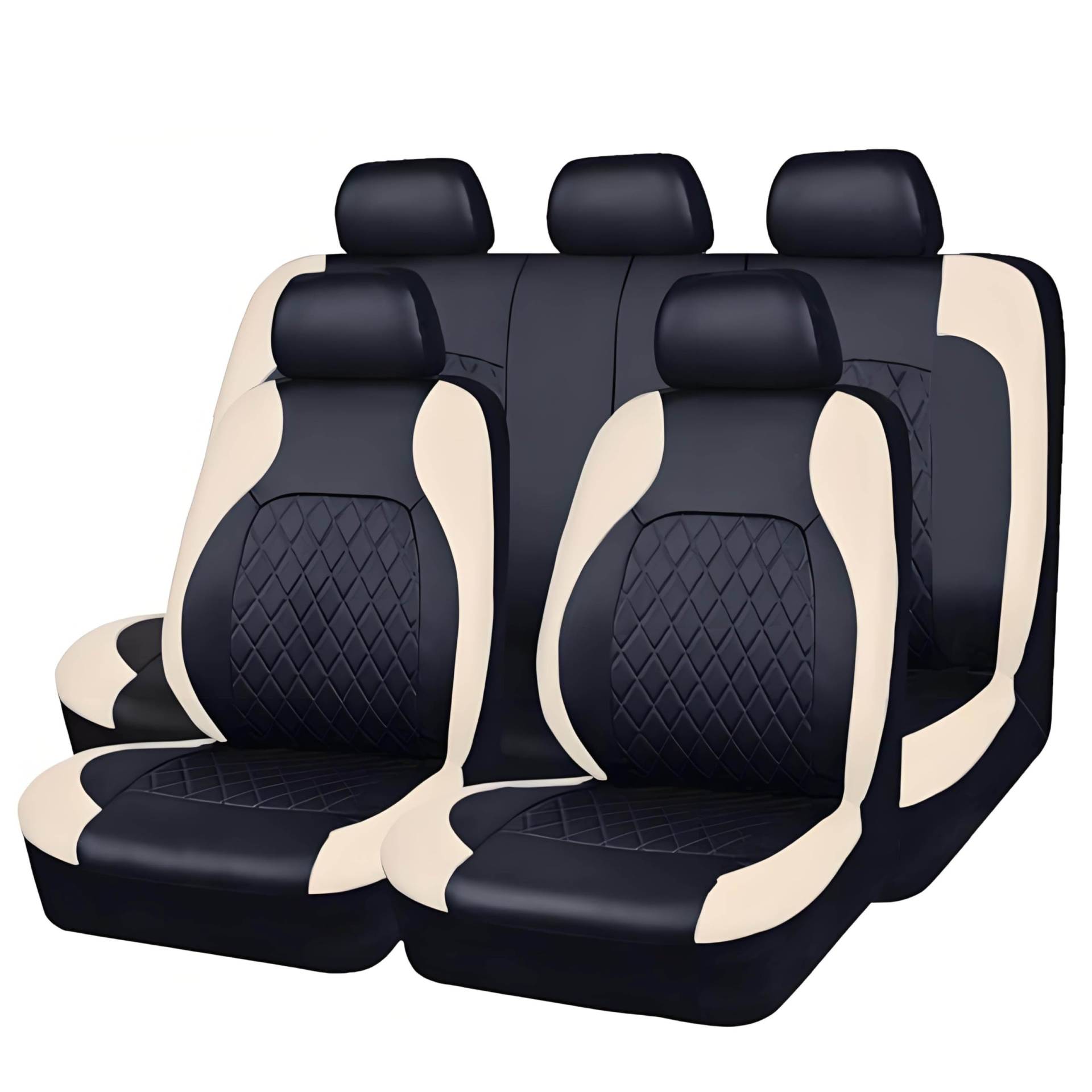 LyTTuu Auto Sitzbezügesets für Ford Puma/Puma St SUV 2019+, Sitzkissen Wasserdichter Sitzbezüge Schonbezug Atmungsaktiv Sitzzubehör Zubehör,Beige-9PCS von LyTTuu