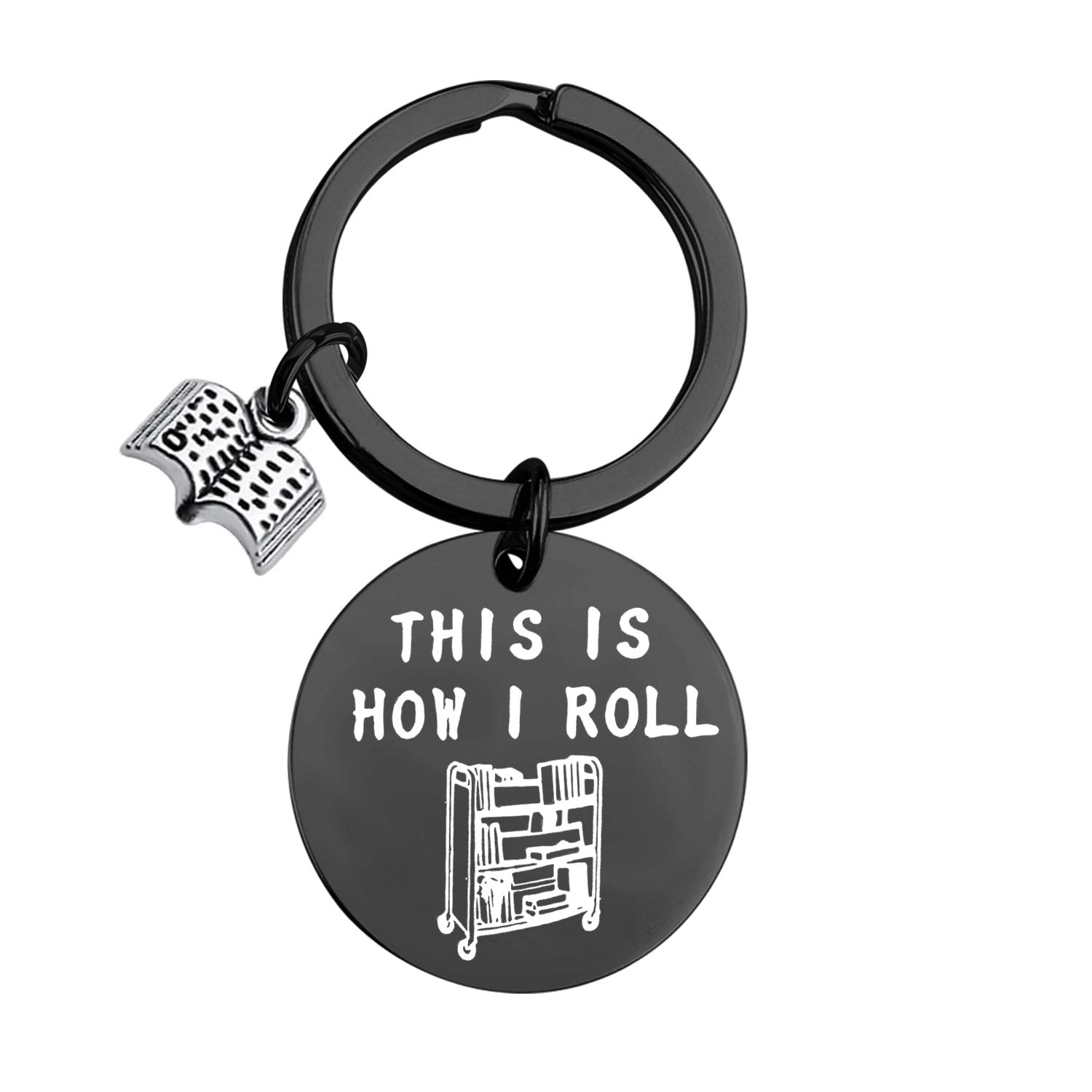 Lywjyb Birdgot Bibliothekar Geschenke Bücherwurm Schlüsselanhänger This is How I Roll Schlüsselanhänger Bibliothekar Ruhestand Geschenk Wertschätzung Geschenk, How I Roll Key Schwarz, 1.18inch von Lywjyb Birdgot