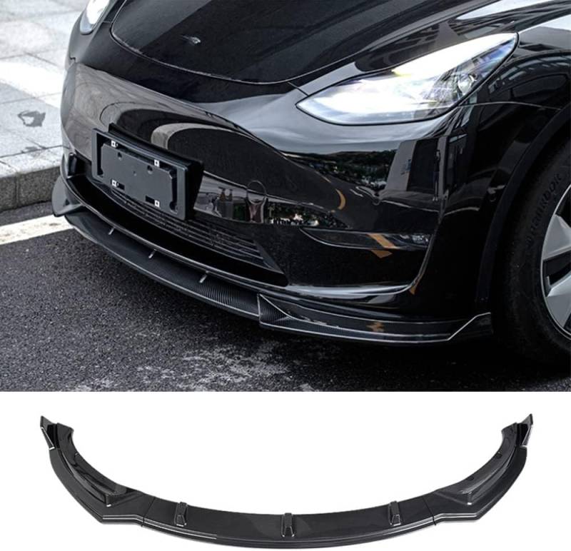 Auto Frontspoiler Lippe für Tesla Model Y 2020-2023 Kratzfest Kollisionssicher Lippenspoiler Frontstoßstangenlippe,Car Zubehör.,B-Carbon Fiber von LzDDD