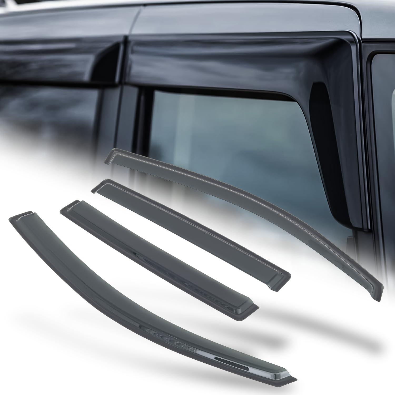 M-AUTO Fensterblenden Regen-/Sonnenschutz, kompatibel mit 04–10 Infiniti QX56, 2004 Nissan Pathfinder, 05–14 Nissan Armada, Klebeband-Autofensterabweisern, 4 Stück von M-AUTO