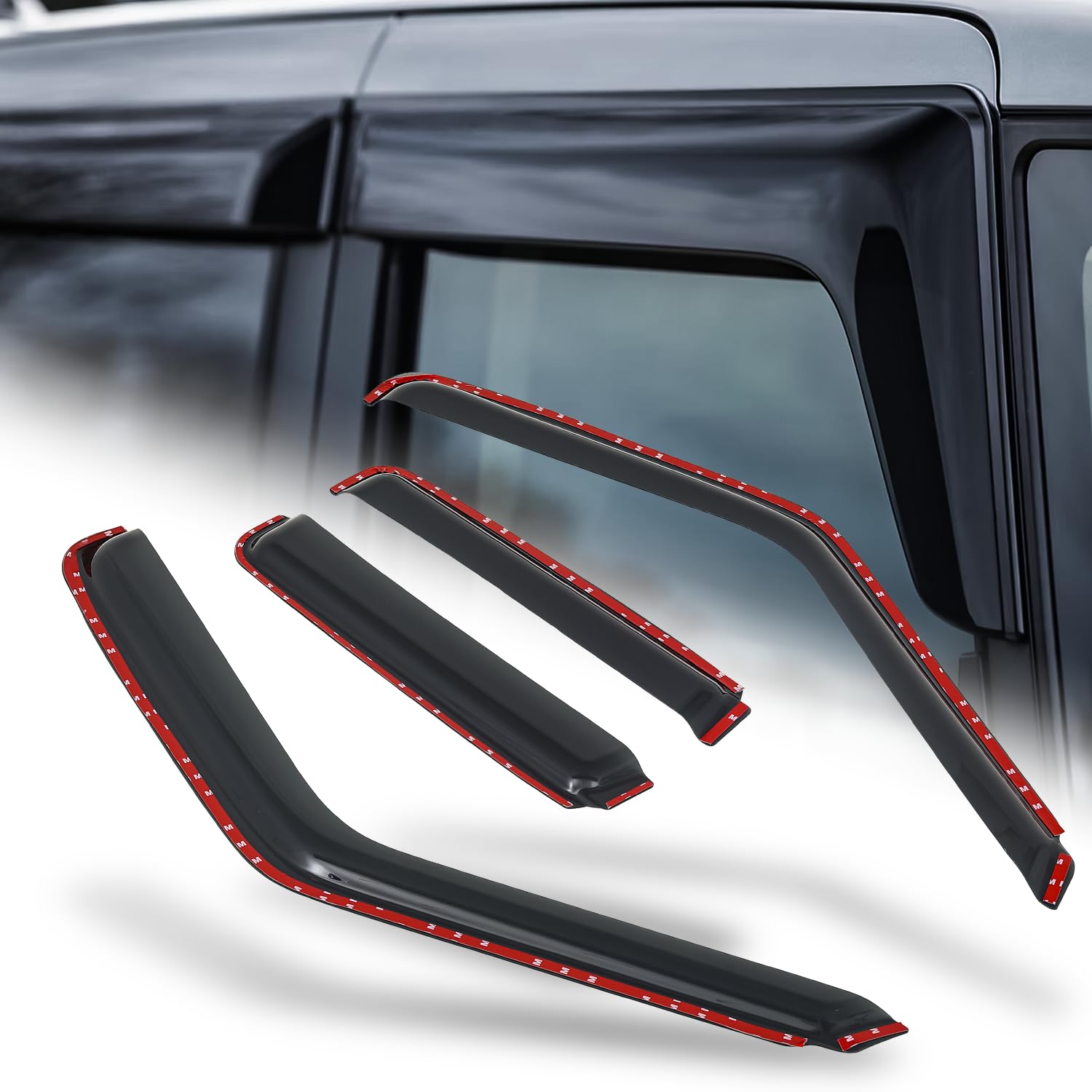 M-AUTO Fenstervisier kompatibel mit Oldsmobile Bravada, 95-01 Gmc Jimmy, 98-01 Gmc Jimmy Envoy, 96-05 Chevy S10 Blazer, 99-01 Chevy S10 Trailblazer, Tape-On Regenschutz, 4 Stück von M-AUTO