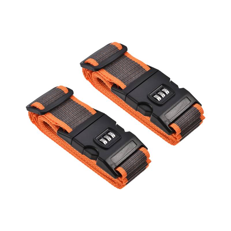 M METERXITY 2 Pack Gepäckgurte Kofferriemen- Reisen Kombination Sperre Einstellbar Reisegepäck Zubehör mit Schnalle Anwendung Reisekoffer (79x2 Orange Grau) von M METERXITY