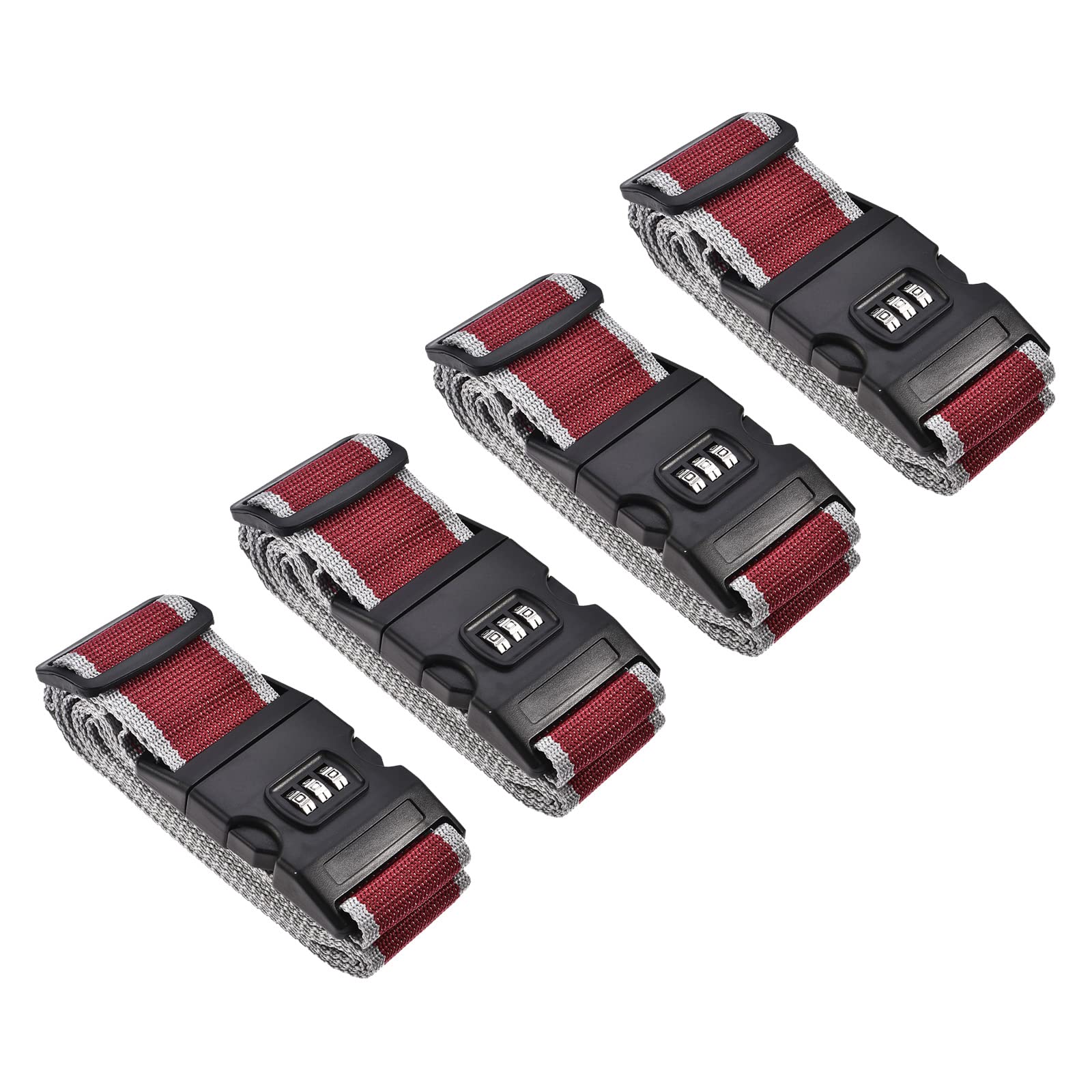 M METERXITY 4 Pack Gepäckgurte Kofferriemen- Reisen Kombination Sperre Einstellbar Reisegepäck Zubehör mit Schnalle Anwendung Reisekoffer (79x2 Rot Grau) von M METERXITY