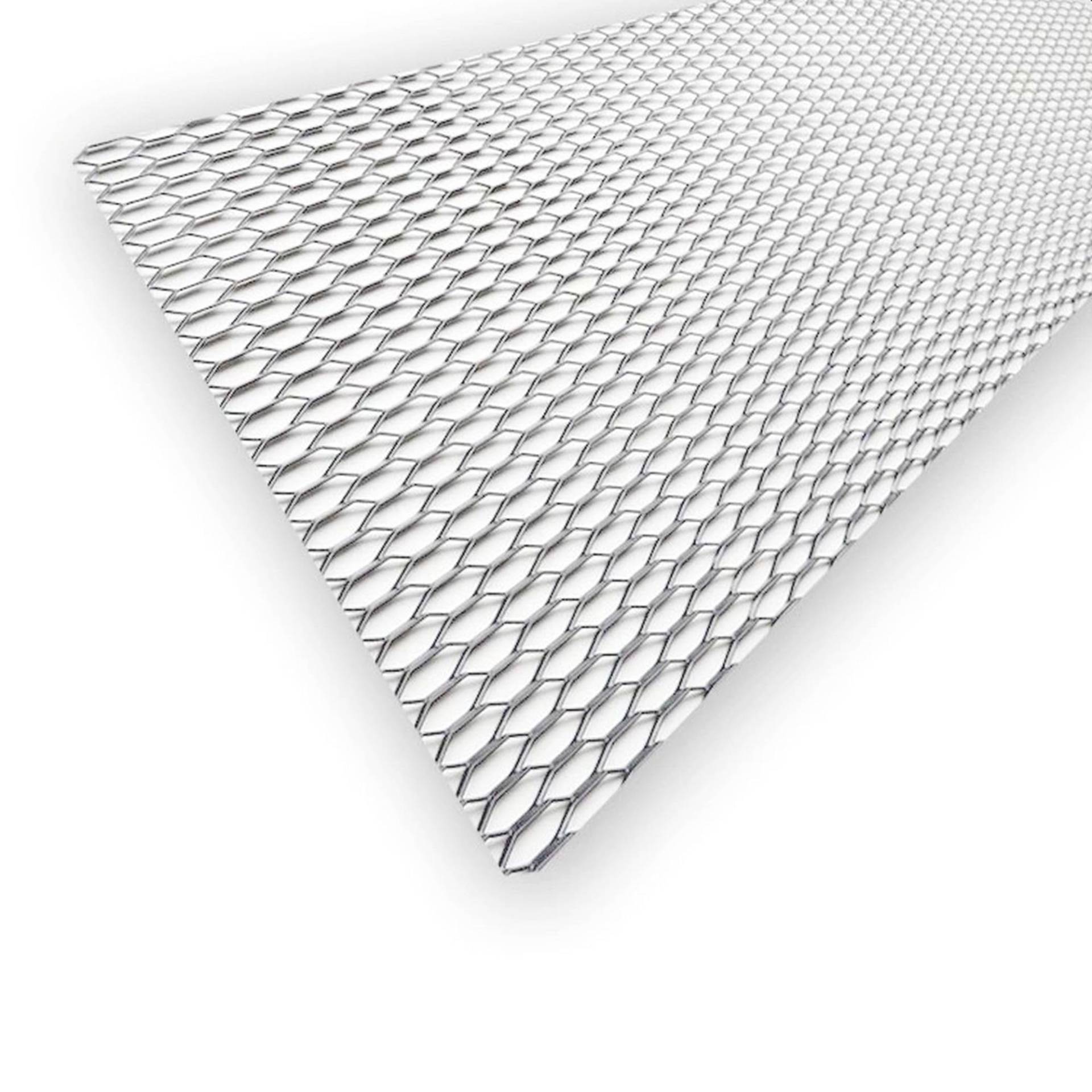 M MOTOS Lochblech Aluminium Gitter Silber Maschenweite 25x100 cm Schlingengröße 30x10 mm - Flexibles Material, Leicht zu Schneiden, Farbecht - Stilvolles und Funktionelles Auto Zubehör für Fahrer und von MOTOS