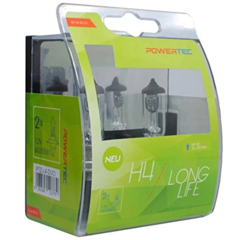 M-Tech PTZLL4-DUO H4 Halogen Birne 55 W Long Life, Anzahl 2 von M-Tech