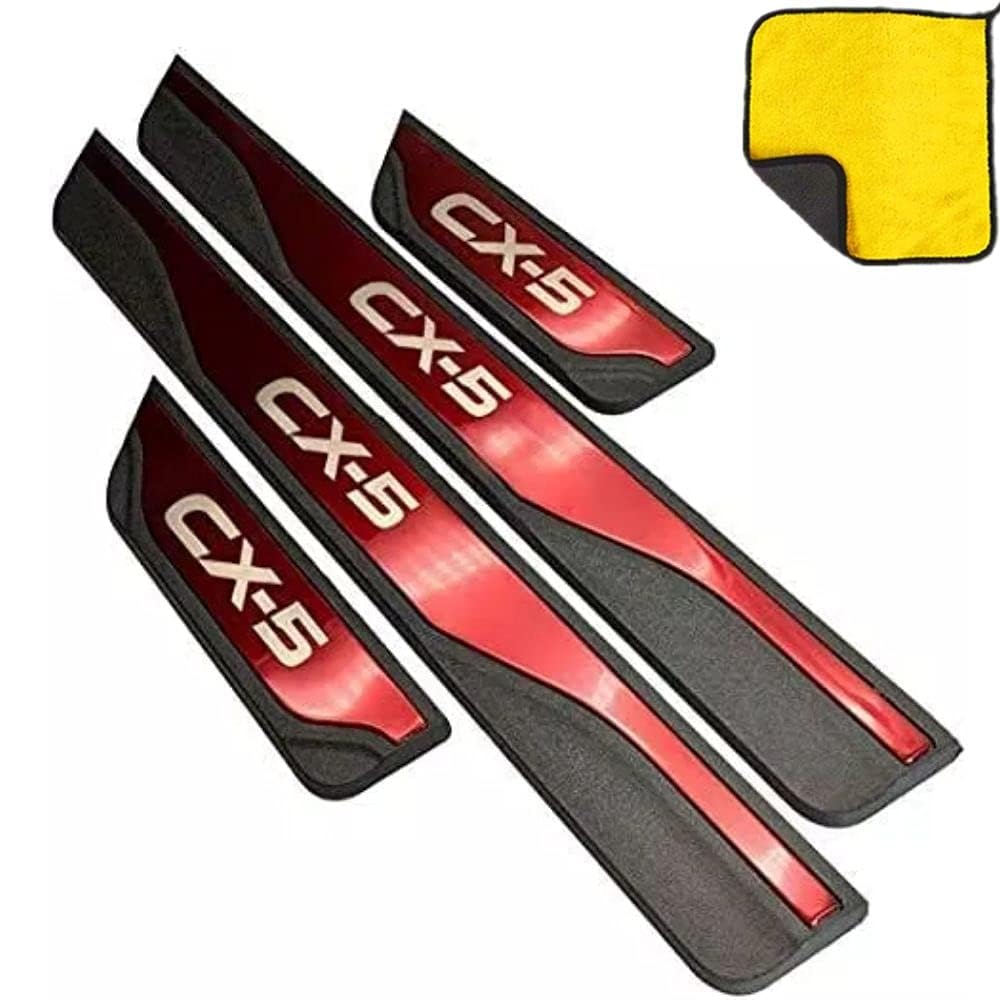 4 Stücke Compatible Für Mazda CX-5 CX5 CX 5 2013-2017 Edelstahl Auto Schwelle Schutz Einstiegsleisten, Pedal Door Sill Aufkleber Kratzschutz Abdeckung Dekor Zubehör,RED von MAALLOP