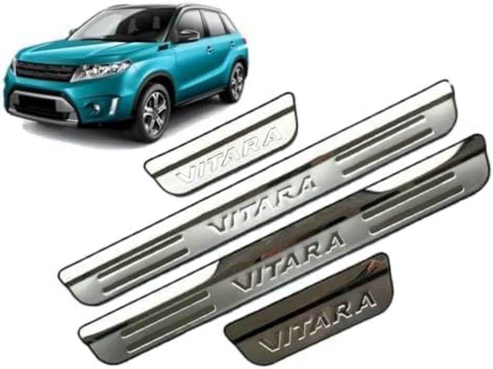 4 stück Auto Einstiegsleisten Trittschutz Compatible Für Suzuki Vitara 2015–2024, Stainless Steel Auto Türeinstiegsschutz Kantenschutz Schutz Türschweller Trittplatten,A-normal von MAALLOP