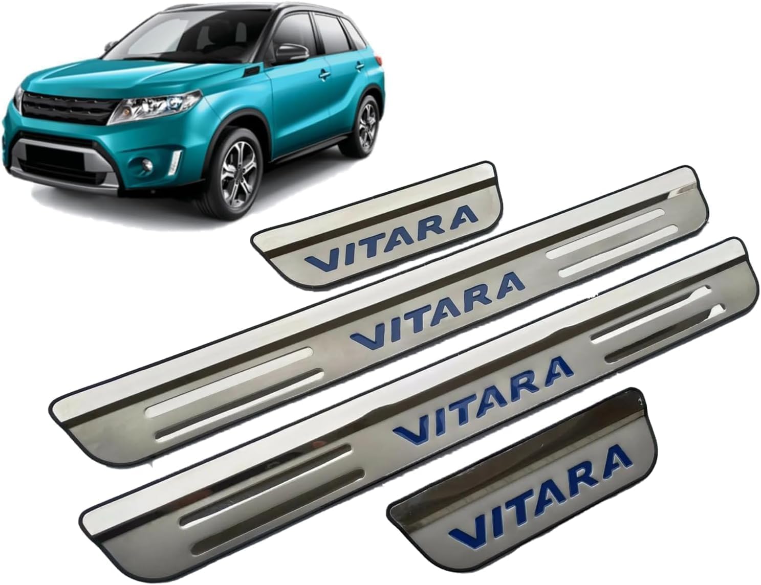 4 stück Auto Einstiegsleisten Trittschutz Compatible Für Suzuki Vitara 2015–2024, Stainless Steel Auto Türeinstiegsschutz Kantenschutz Schutz Türschweller Trittplatten,B-normal von MAALLOP