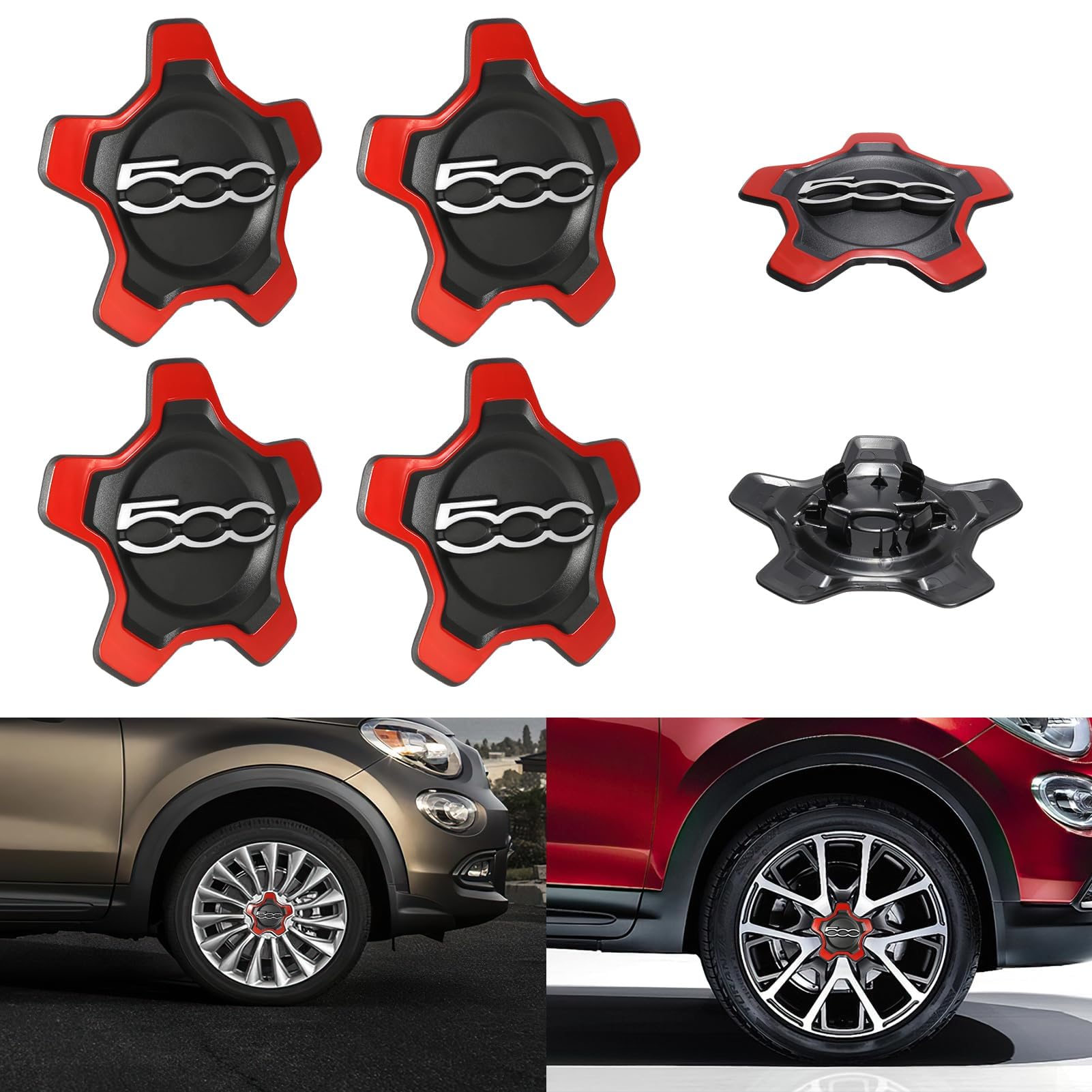 4 Stück Car Radnabenkappen für FIAT 500X, abs felgendeckel Nabenkappen Felgendeckel Autos nabenkappen zubehör,D von MABEIYE